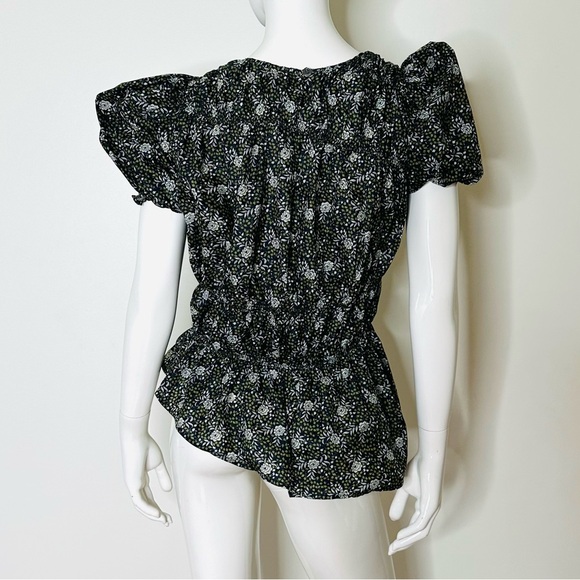 SEA of NY Ruched Floral Print Blouse High Low SZ 8 - Picture 3 of 12